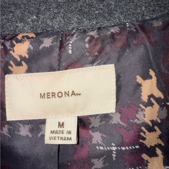 Merona Charcoal Belted wool blend Coat - Picture 3 of 8